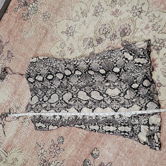 Express Tan & Black Snakeskin Print Lined Smocked Back Mini Sundress Size S - Picture 10 of 13